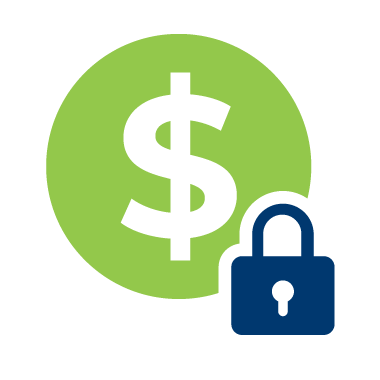 green and blue locked pricing icon
